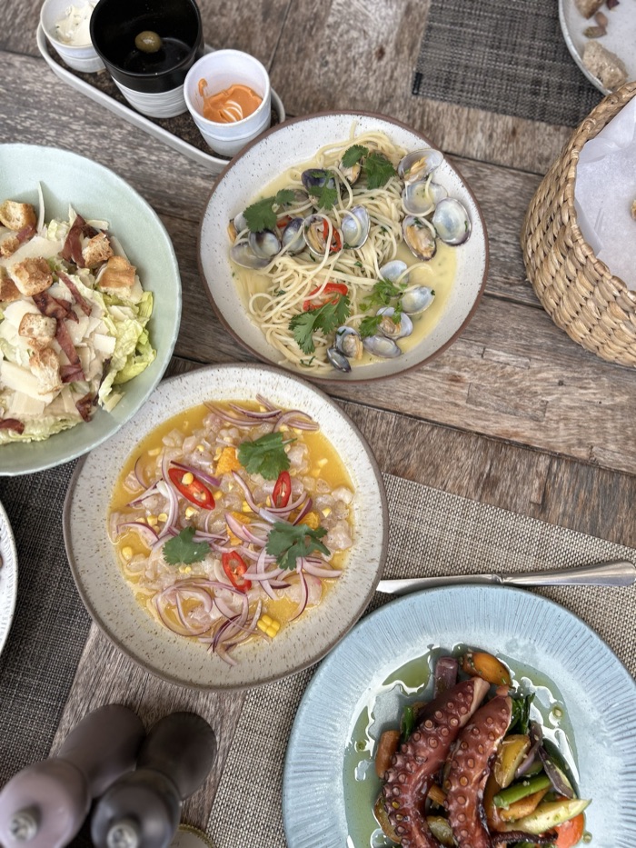A spread of seafood plates