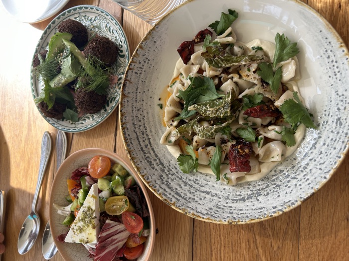 Herbed dumplings and shared plates